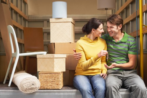 Local movers handling business equipment during an Eastcote relocation