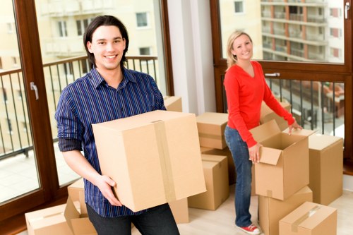 Careful transport of office equipment during an Eastcote relocation